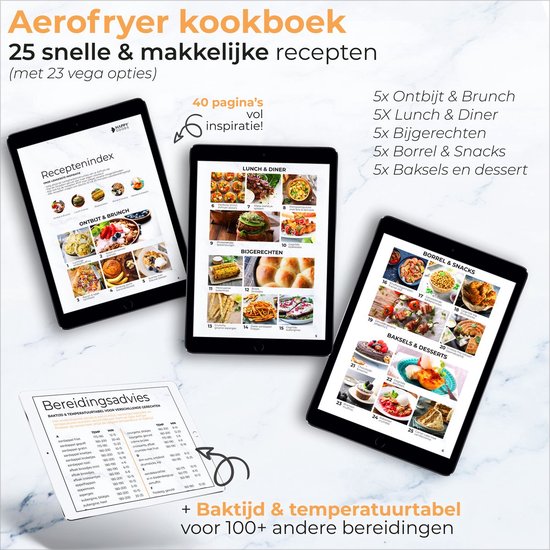 Happy Goods Heißluftfritteuse XL Zubehör - geeignet für Airfryer Zubehör - ⌀ 20 CM - Backpapier - Silikon Backblech - Backform Rund - Muffin Backformen - Inkl. Kochbuch