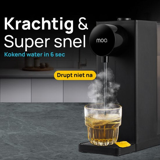 MOA Heißwasserspender HWD01B - Heißwasserhahn - Deluxe-Sofortkocher - Einstellbare Temperatur (20°C, 40°C, 85°C, 100°C) - Volumenauswahl (200 ml, 400 ml) - Heißwasserspender - Babymilchfunktion