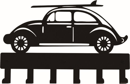 Garderobe im Stil eines Autos für das Kinderzimmer – Wandgarderobe im Stil eines Autos mit Surfbrett, 6 Haken, Babyzimmer