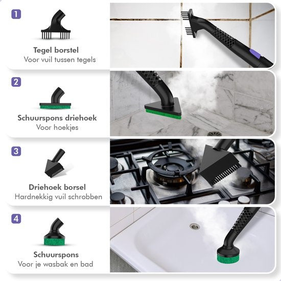 Motionflow Bürstenset groß - für Dampfreiniger MF-ST-002 - Fliesen- und Dreiecksbürste - Schrubbbürste