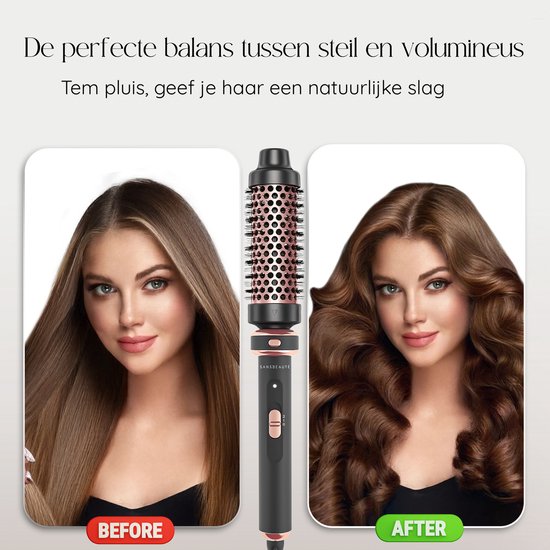 Sansbeauté® 5 in 1 Thermobürste - Wärmebürste - Thermobürste 38mm mit Aufsätzen - Lockenbürste - Föhnbürste kurzes Haar - Lockenstab - Haarbürste - Thermobürste - Multistyler - Hairstyler - Volumen und Locken