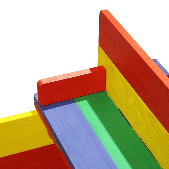 AXI Ella Holzsandkasten in Regenbogenfarben – Mit Sitzbänken und Deckel – FSC-Holz – 100 x 95 x 20 cm – Sandkasten für Kinder