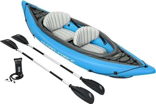 Bestway - Aufblasbares Kajak - Hydro-Force Cove Champion X2 - 2 Personen - Inklusive Paddel, Stühle, Handpumpe und Flossen
