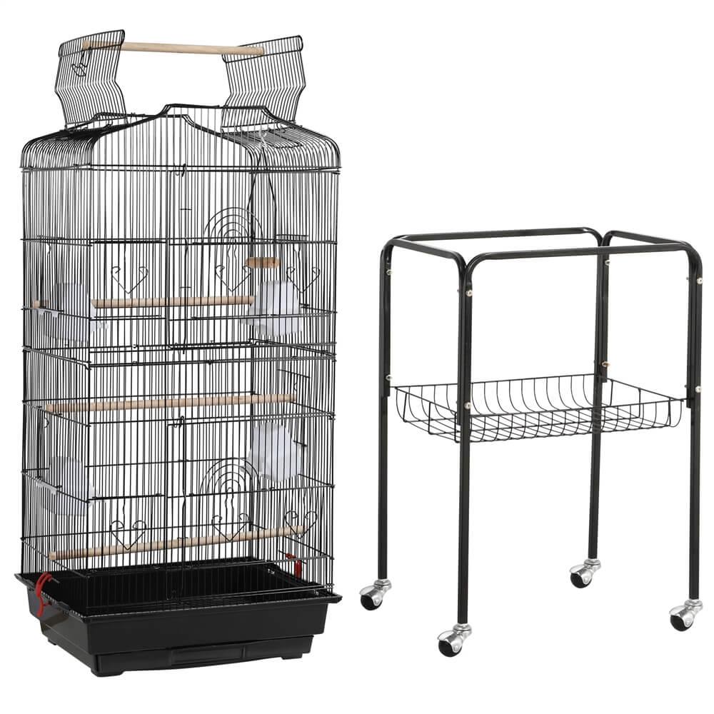Yaheetech Großer Vogelkäfig mit Ständer – 92 x 46 x 35,3 cm – 1 cm Gitterabstand