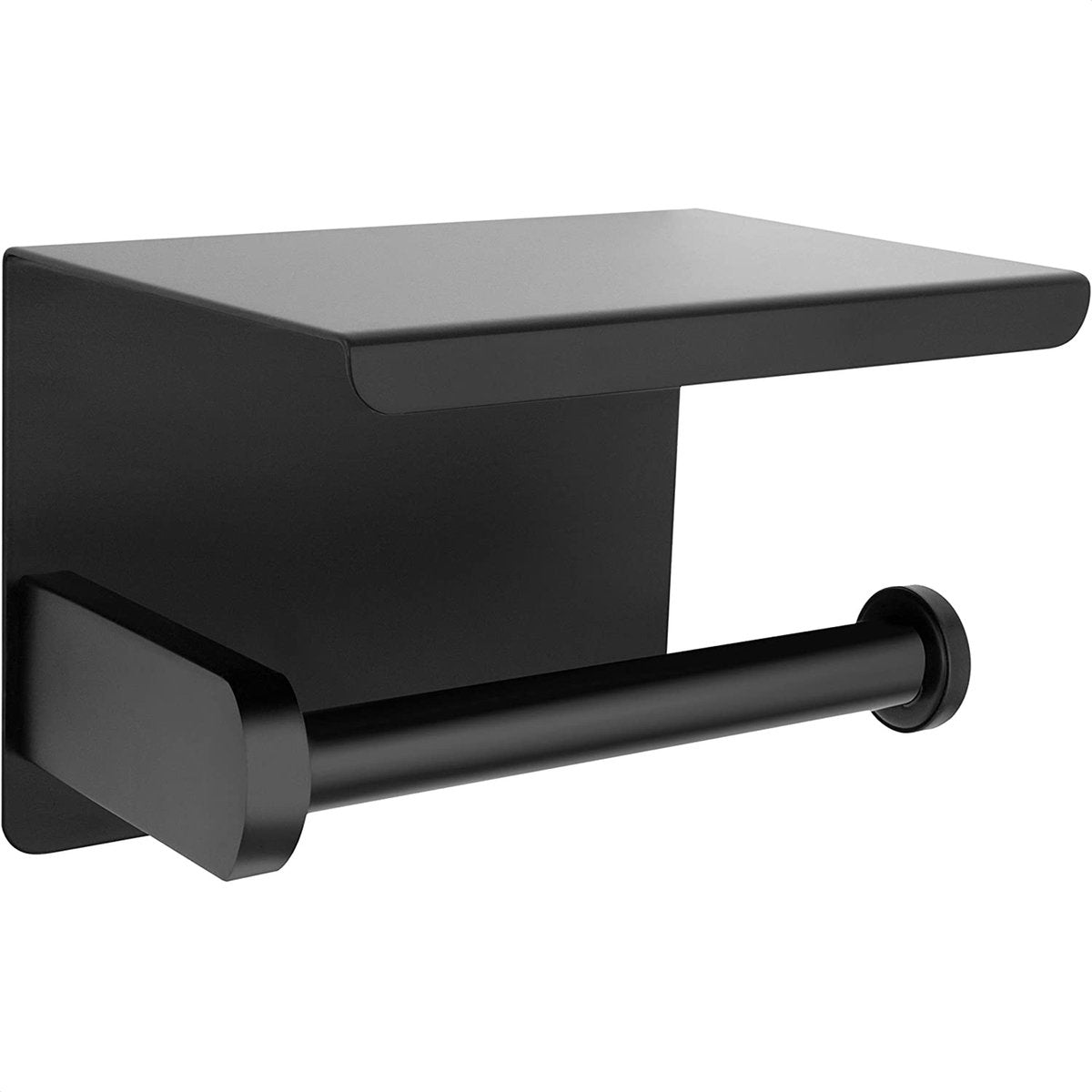 Strex Toilettenpapierhalter mit Ablage - Schwarz - Selbstklebend / Bohren / Kein Bohren - Toilettenpapierhalter - Toilettenpapierhalter
