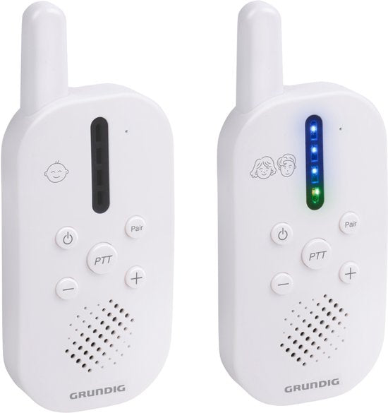 Grundig DECT-Audio-Babyphone – Babyphone mit einer Reichweite von 150 m – Eltern- und Babygerät – mit LED-Geräuschanzeige und Gegensprechfunktion – Zubehör für das Kinderzimmer – Weiß