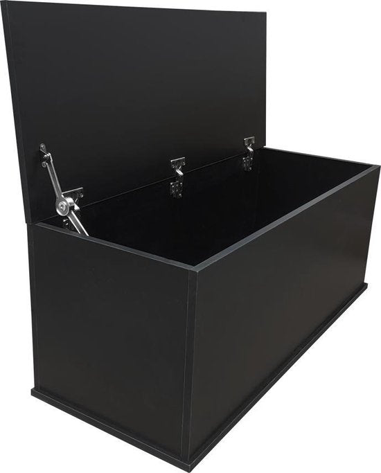 Aufbewahrungstruhe - Spielzeugtruhe - Deckentruhe - 100 cm breit - schwarz