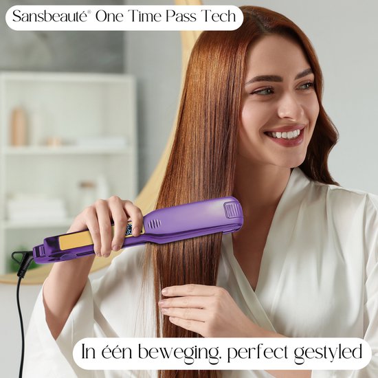 Sansbeauté® Professionelles Glätteisen - 2 in 1 - Lockenstab - Glätteisen - Haarglätter - Schnelles Aufwärmen - 80℃ bis 230℃ - Glätten & Locken - ION-Technologie - Klassisches Lila