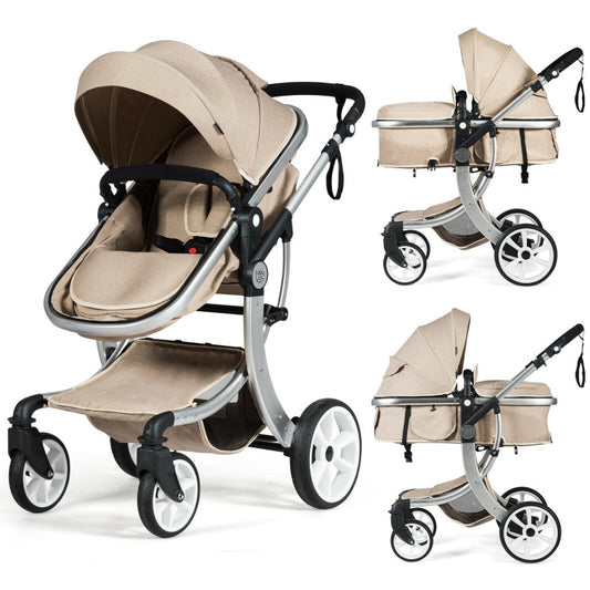 Coast 2-in-1 faltbarer hoher Kinderwagen mit Wickeltasche - Beige - 40,5 x 24,5 x 44,5 Zoll