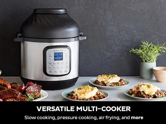 Instant Pot Duo Crisp 5,7 l Multikocher + Heißluftfritteuse – 11-in-1 – Schnellkochtopf – Slow Cooker – Sous-vide – Heißluftfrittieren – Dämpfen – Backen – Bis zu 6 Portionen