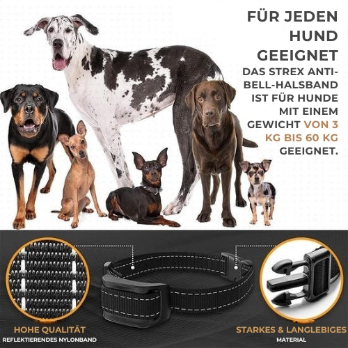 Strex - Anti-Bellband für Hunde - kein Schock - Vibration und Audio - IP67 Wasserdicht - Schwarz