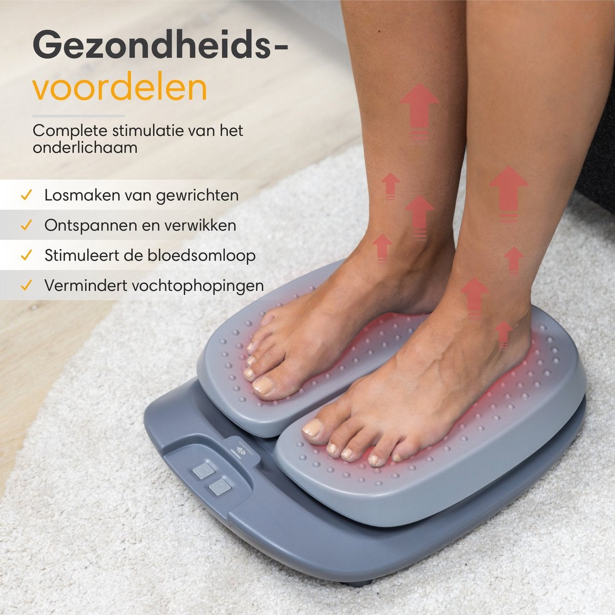 Lifeproducts Fußmassagegerät - mit Wärme-/ Vibrationsfunktion für Blutzikulation - Grau