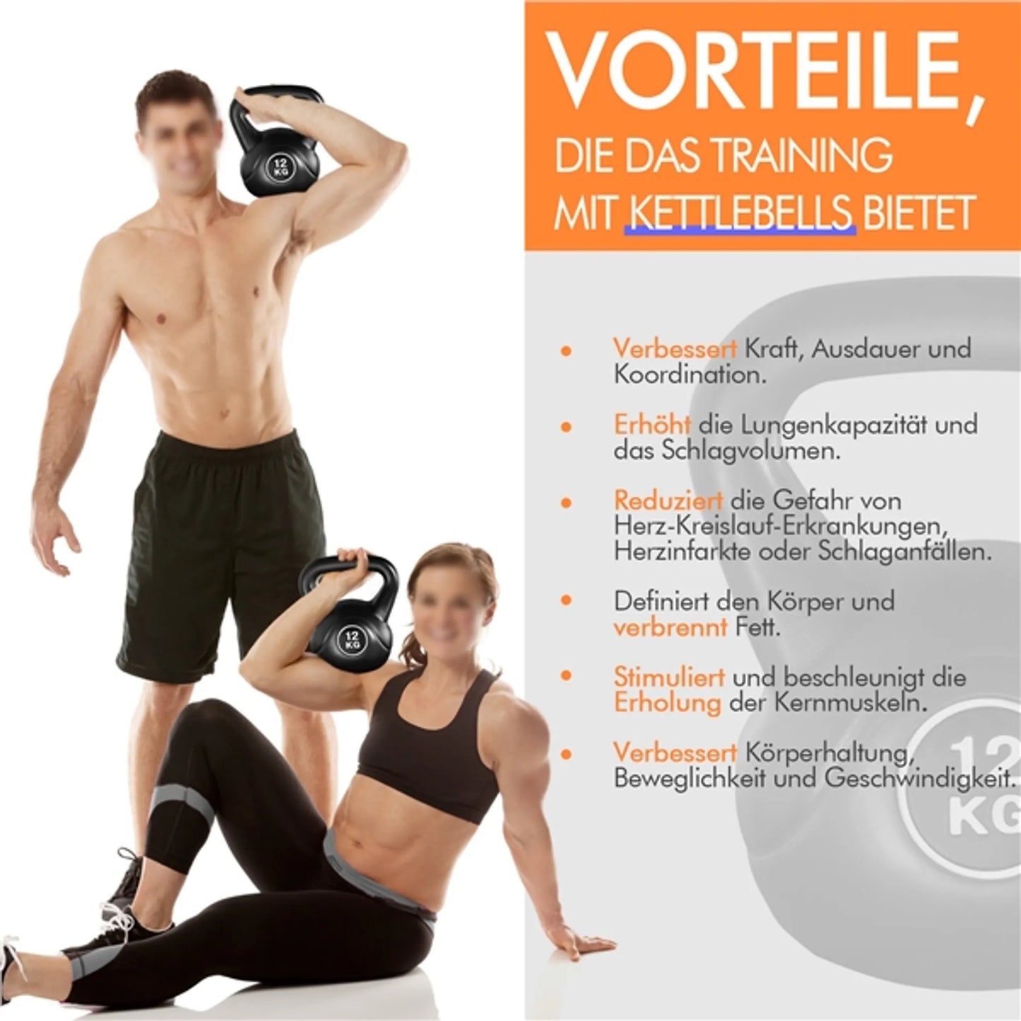 Yaheetech Kettlebell 12 kg - 26 x 22 x 30 cm - mit hartem Kunststoffgehäuse und abgerundeten Kanten und flacher Basis - für Krafttraining und Heimgebrauch - schwarzer Kunststoff und Beton