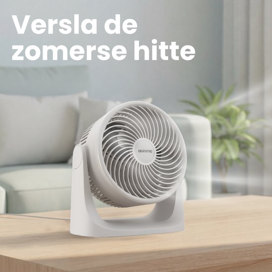 Auronic Tischventilator – 3 Geschwindigkeitsstufen – Mini-Ventilator – Standventilator – Wandmontage möglich – 41 dB – 90°-Oszillation – 7 Meter Luftstrom – Weiß