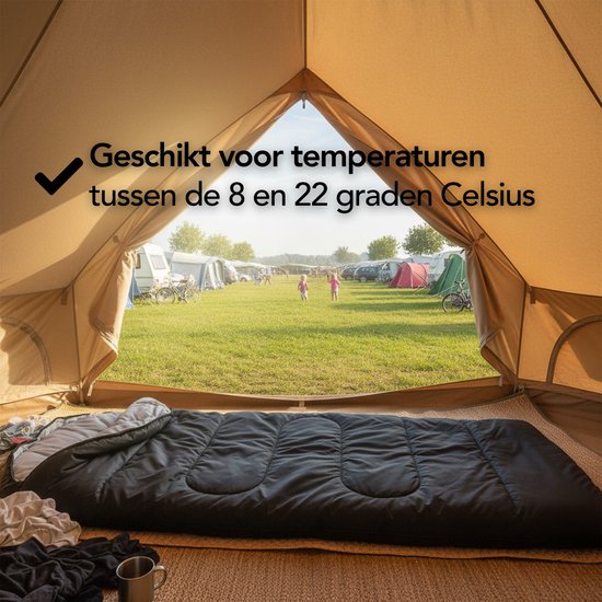 Brixy Mumienschlafsack - 4 Jahreszeiten - Schlafsäcke Erwachsene & Kinder - 210 x 75 CM - Camping - Schwarz