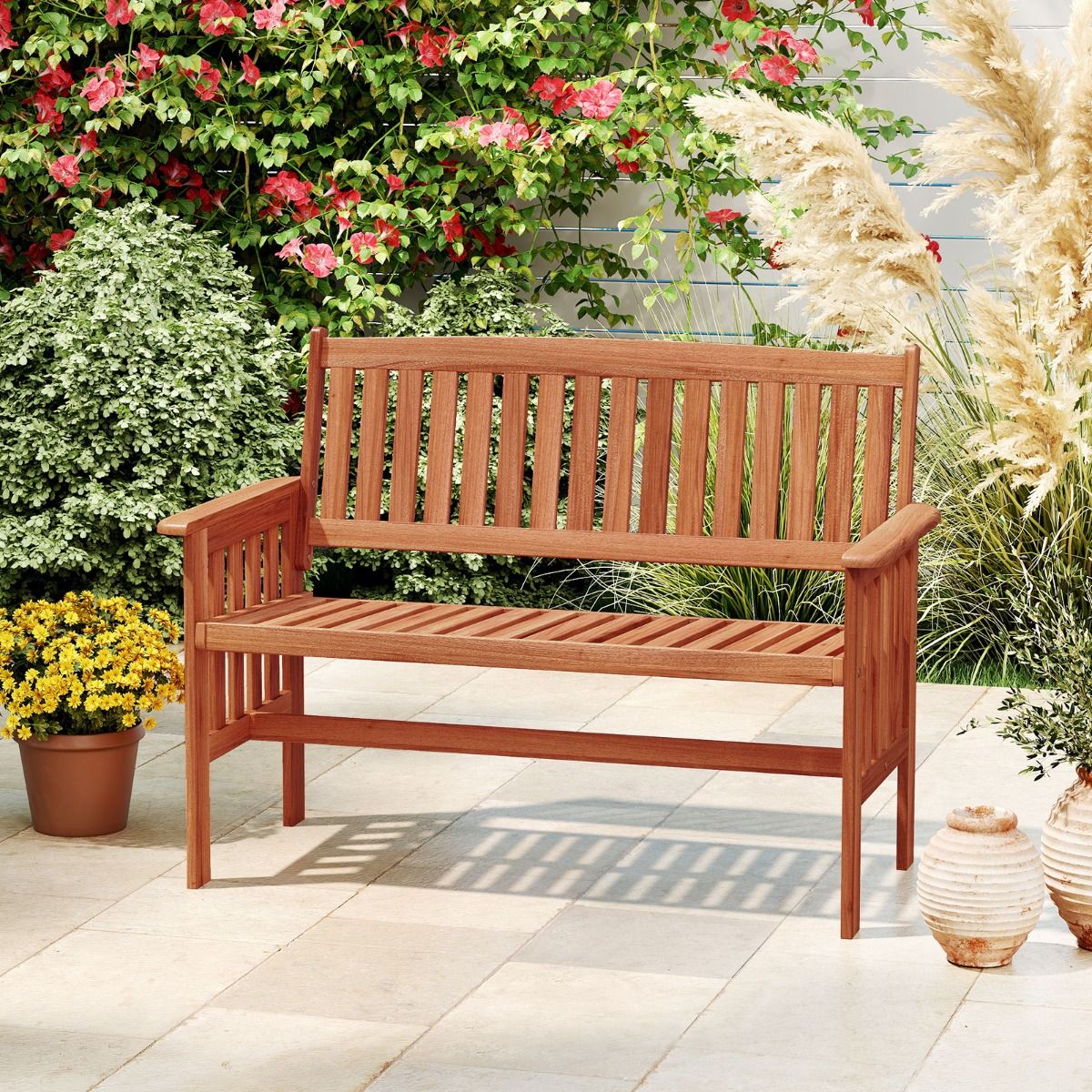 Coast Gartenbank aus Holz – 2-Sitzer – verstellbare Rückenlehne – natur – 119 x 59,5 x 89 cm