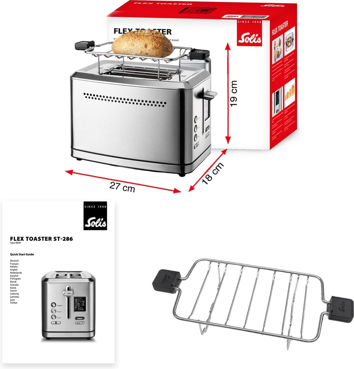 Solis Flex Toaster 8004 - Toaster Toaster - Mit Speicherfunktion - Silber