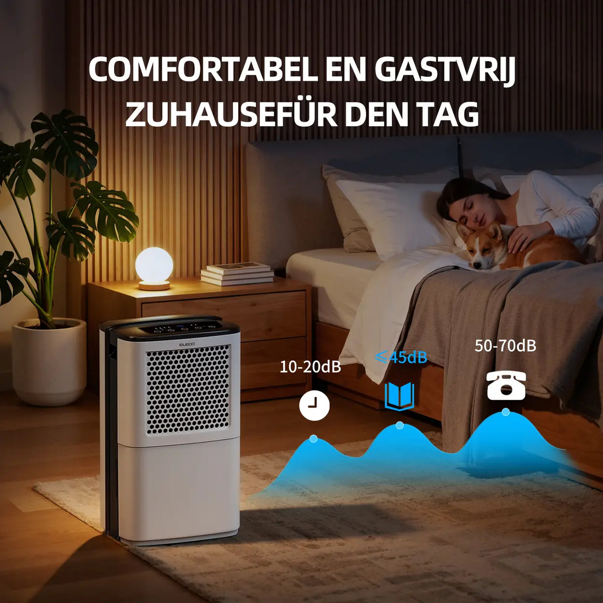 ELECCI Luftentfeuchter 12 l/Tag – 3,8 l Wassertank – R290
