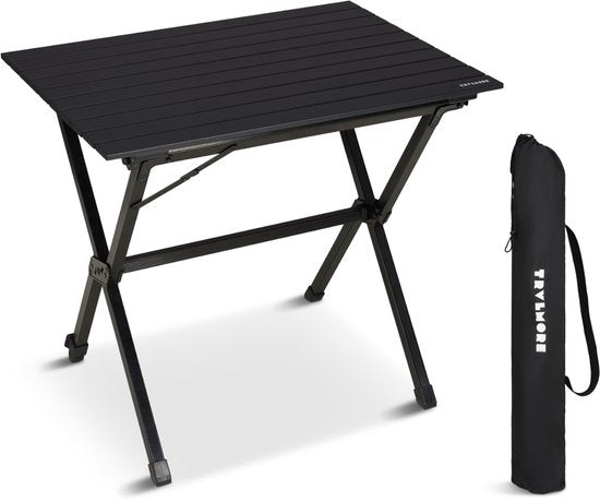 TRVLMORE Campingtisch - 80x58x71 cm - Leichtgewicht mit Aluminiumrahmen - Klapptisch verstellbar - Campingtisch - Klapptisch - Schwarz
