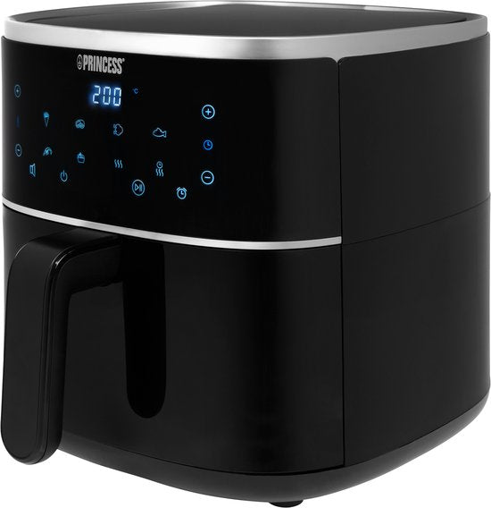 Princess Digitale Heißluftfritteuse 182238 - Mit höhenverstellbarem Grillrost - Groß 4 Liter - Schwarz - Digitaler Touchscreen - 8 Automatikprogramme