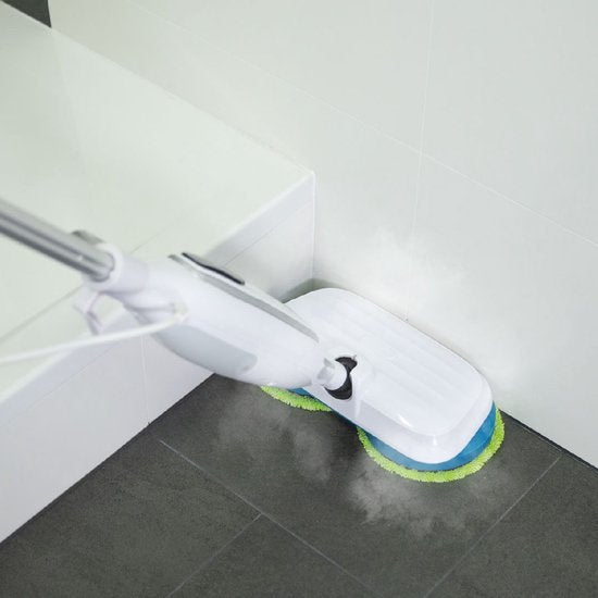 Livington Steam Twister Dampfreiniger mit rotierendem Doppel-Moppkopf, reinigt, schrubbt und poliert, 3-Stufen-Dampfautomat, 120 Grad heißer Dampf, Handdampfreiniger, weiß