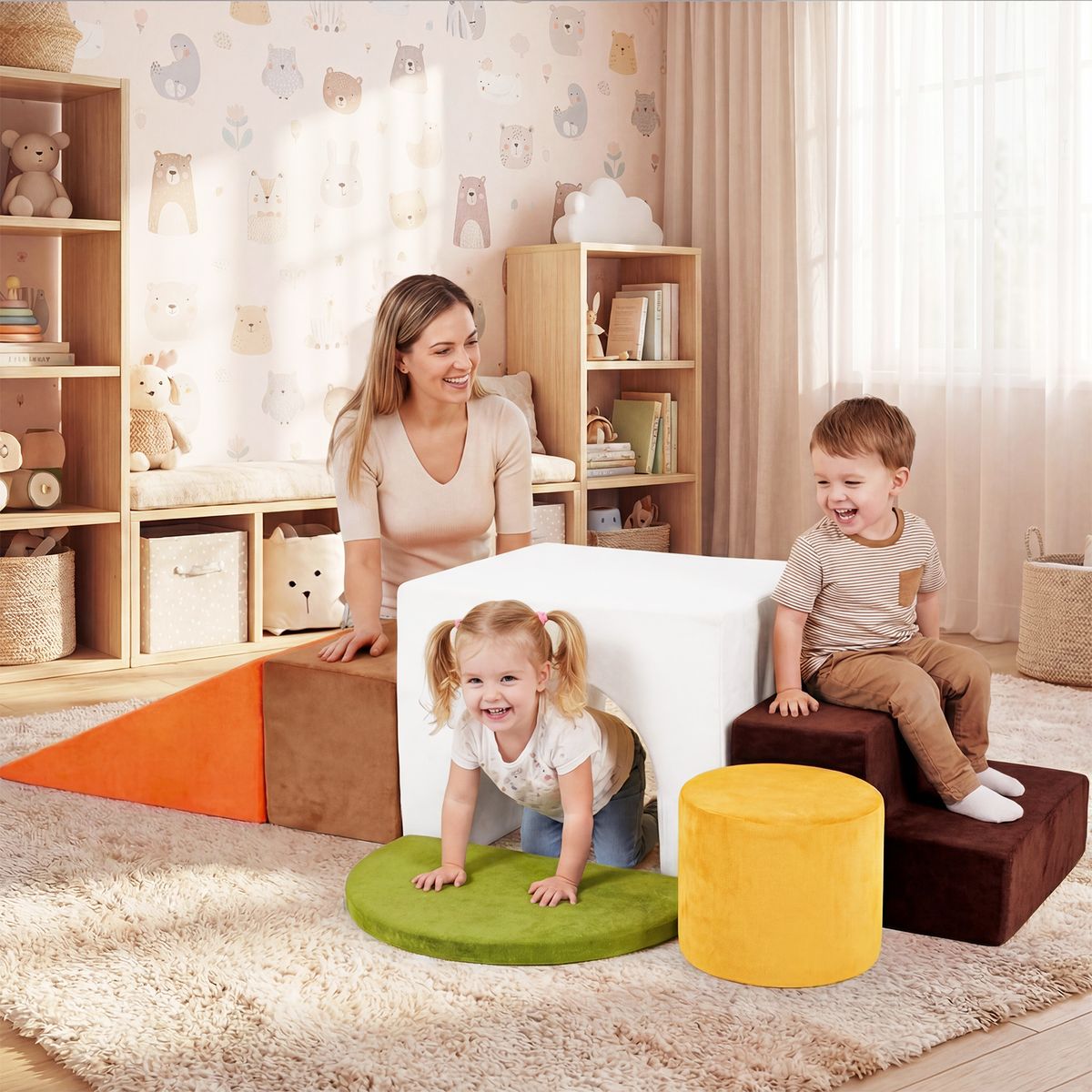 Coast Weiche Kletterblöcke, Set – 6-teilig – Samt – Für den Innenbereich – Rosa/Rot/Weiß