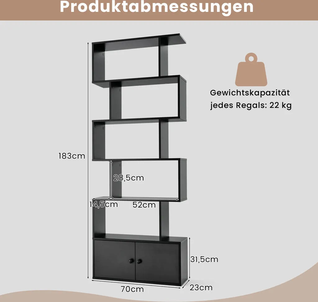 Cost - Bücherregal - Holz - Schwarz - 70x23x183 cm