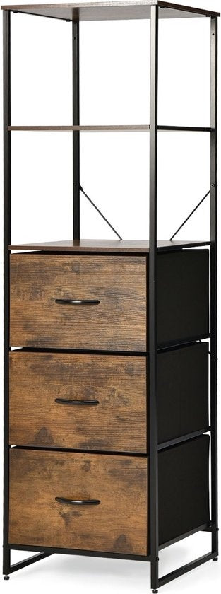 Coast Standregal boekenkast opbergkast met lade 43 x 39 x 156 cm bruin
