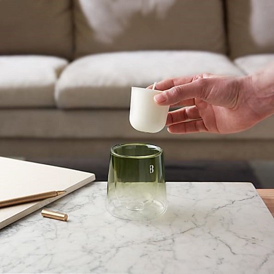 4 Stück Bolsius cleanlight transparentes Glas 115/55 mit Nachfüllpackung (20 Stunden) Gardenia - Fig