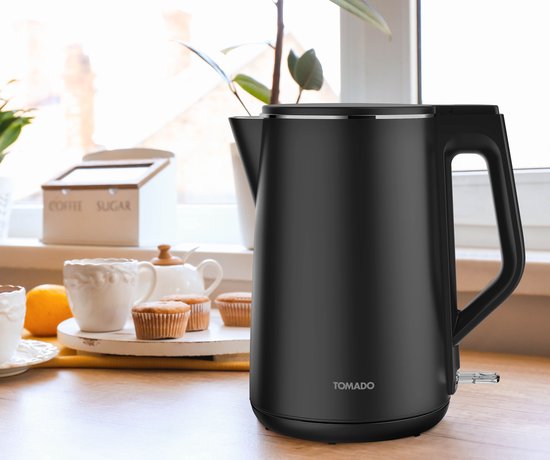 Tomado TWK1708B - Wasserkocher - 1,7 Liter - Doppelwandig - 2200 Watt - BPA-frei - Mattschwarz