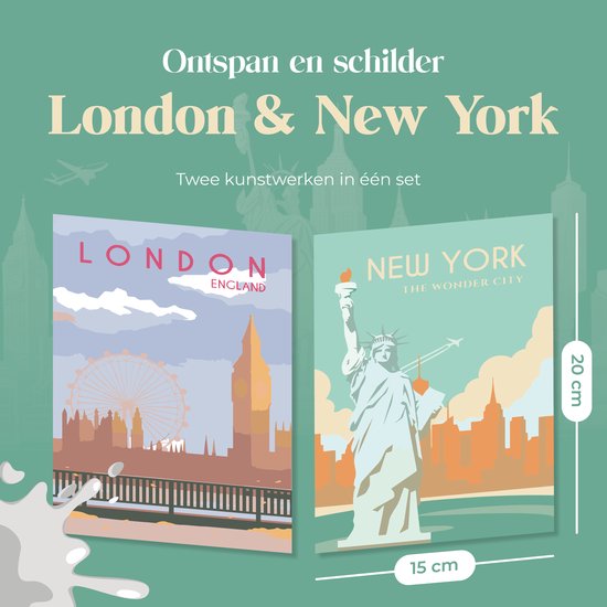 Rubye® Mini Malerei auf Nummer - New York - Inklusive Farbe und Pinsel - Erwachsene & Kinder - 15x20cm