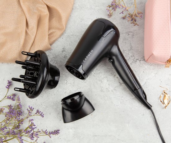 Carmen HD1695 - Haartrockner - 1700W - Diffusor - Coolshot-Funktion - Schwarz
