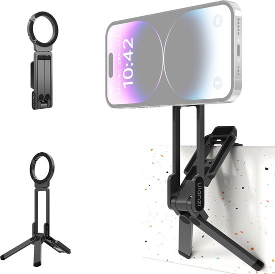 Ulanzi MA38 MagLock Handy-Fotostativ – MagSafe-Griff und Stativ – mit 2 Blitzschuhhalterungen – Aluminium