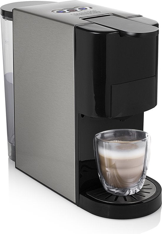 Princess 249451 Multi-Kapsel-Kaffeemaschine – 5-in-1 – Geeignet für Nespresso- und Dolce Gusto-Kapseln – Schwarz/Silber