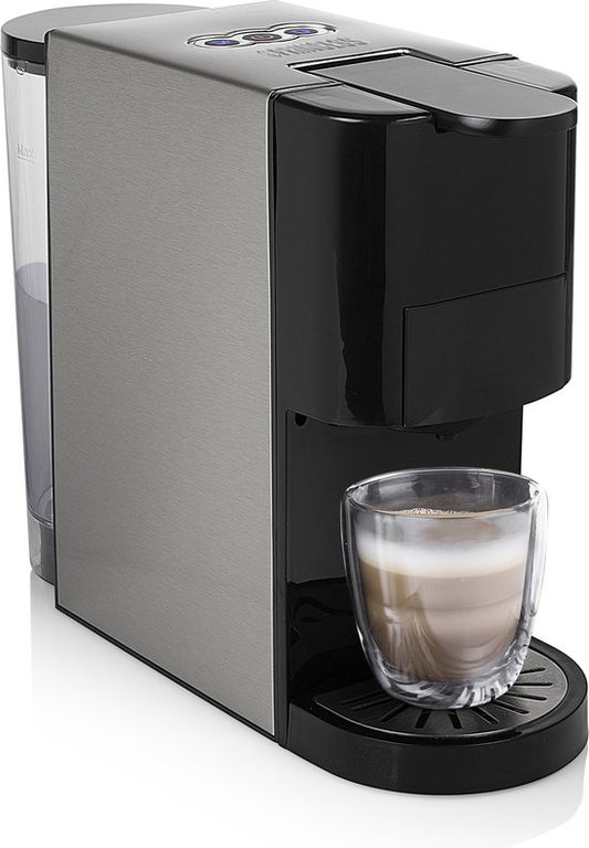 Princess 249451 Multi-Kapsel-Kaffeemaschine – 5-in-1 – Geeignet für Nespresso- und Dolce Gusto-Kapseln – Schwarz/Silber