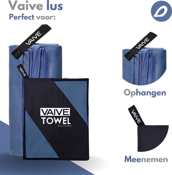 VAIVE Handtuch aus Mikrofaser - Strandtuch 100x200 - Badetuch - Reisehandtuch Schnell trocknend - Blau