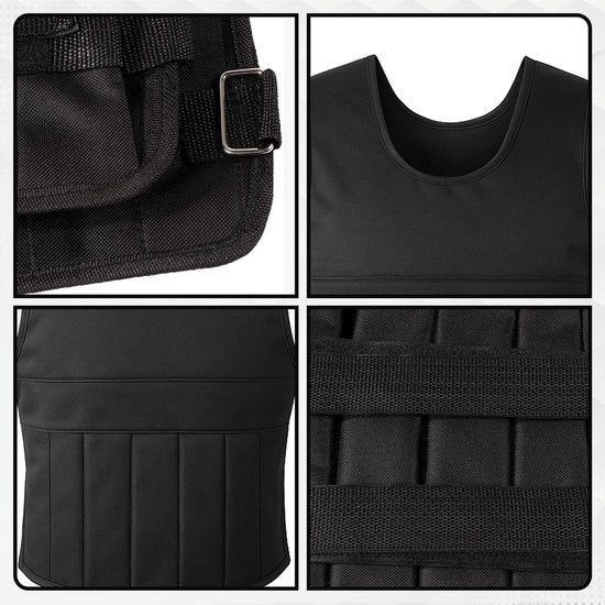 Fitby Adjustable Weight Vest 20KG - Gewichtsweste - Gewichtswesten - Gewichte - Krafttraining & Crossfit - Cardio - Geeignet ab Größe L- Schwarz