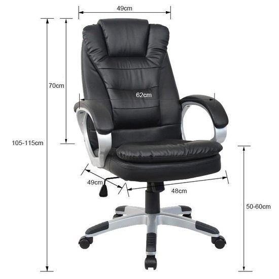 VDD Gaming Desk Chair - Ergonomisch beweglich - Schwarz - 62x50x115cm
