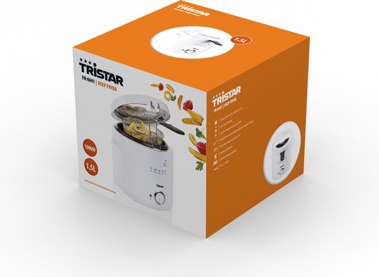 Tristar Fritteuse 1,5 Liter – FR-6941 – Fritteuse 1000 W – Antihaftbeschichtung – Weiß