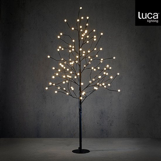 Luca Lichtbaum - Weiße LED-Beleuchtung - H150 x Ø80 cm - Metall - Schwarz
