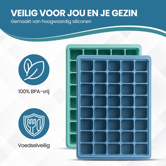 TTD® Luxury Ice Cube Mould mit Deckel - 2er Set - 40 + 40 kleinere quadratische Eiswürfel - 100% Silikon - BPA frei - Eiswürfelform