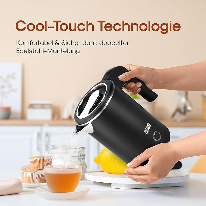 Lebenlang LBL2319 Elektrischer Wasserkocher - 0.5L - Edelstahl - 600W - Schwarz