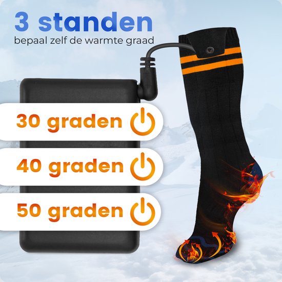 Qualitá Beheizte Socken - Elektrische Socken - Skisocken - Elektrisch beheizte Socken - Wärme Socken - Größe L - 41-46