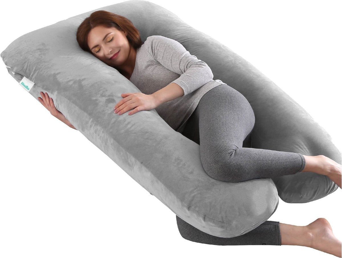 LitolloÂ¬Ã† Umstandskissen XXL | Stillkissen | Körperkissen| 280cm | Weiches Vliesgewebe | Körperkissen | Abnehmbarer Bezug | Grau