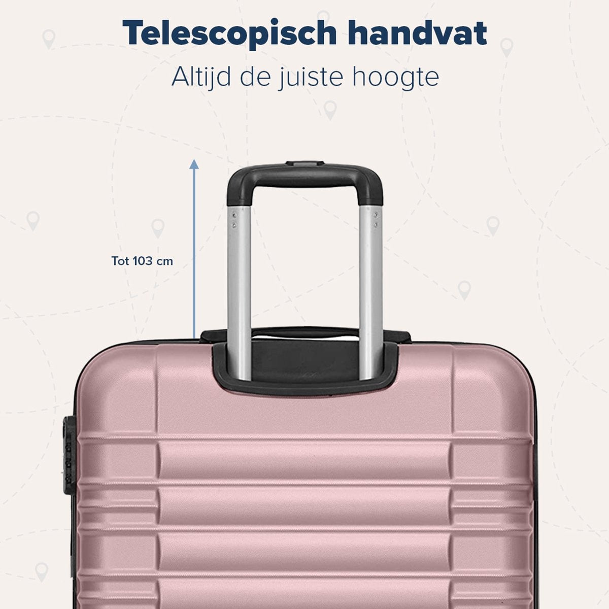 TRVLMORE - Kofferset - 3 Stück - 38L (Handgepäck) + 70L + 110L - Rose Gold