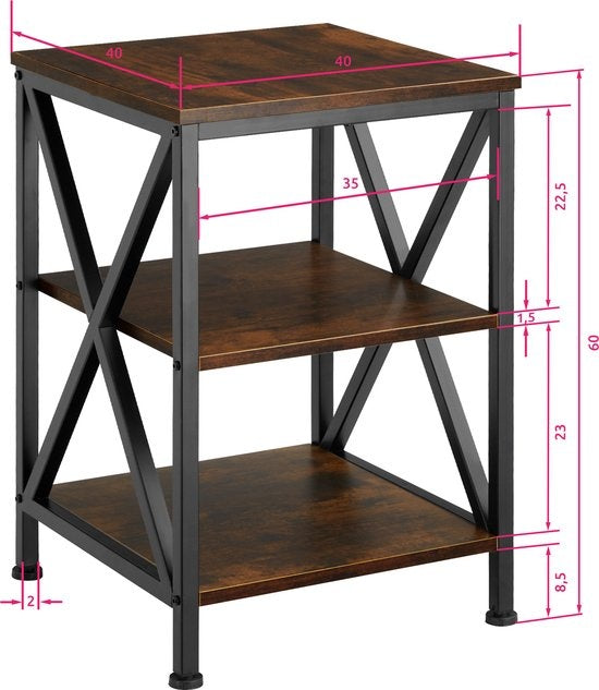 tectake - Beistelltisch Nottingham industrial dark - Nachttisch - 404263