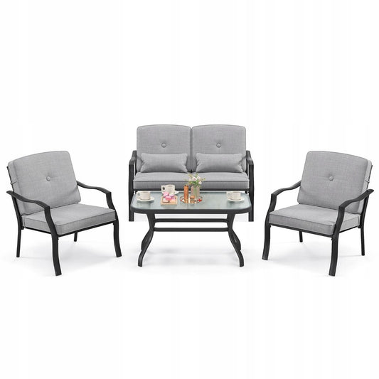 Coast Gartenmöbel-Set, 4-teilig – Sofa, Tisch und 2 Sessel – Grau