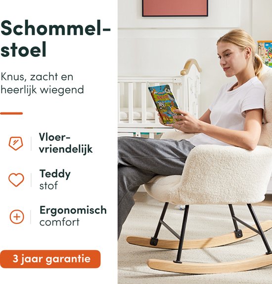 SITTT Schaukelstuhl - Entspannungssessel für das Babyzimmer - Sessel - Fütterungsstuhl - Cremeweiß - Beige
