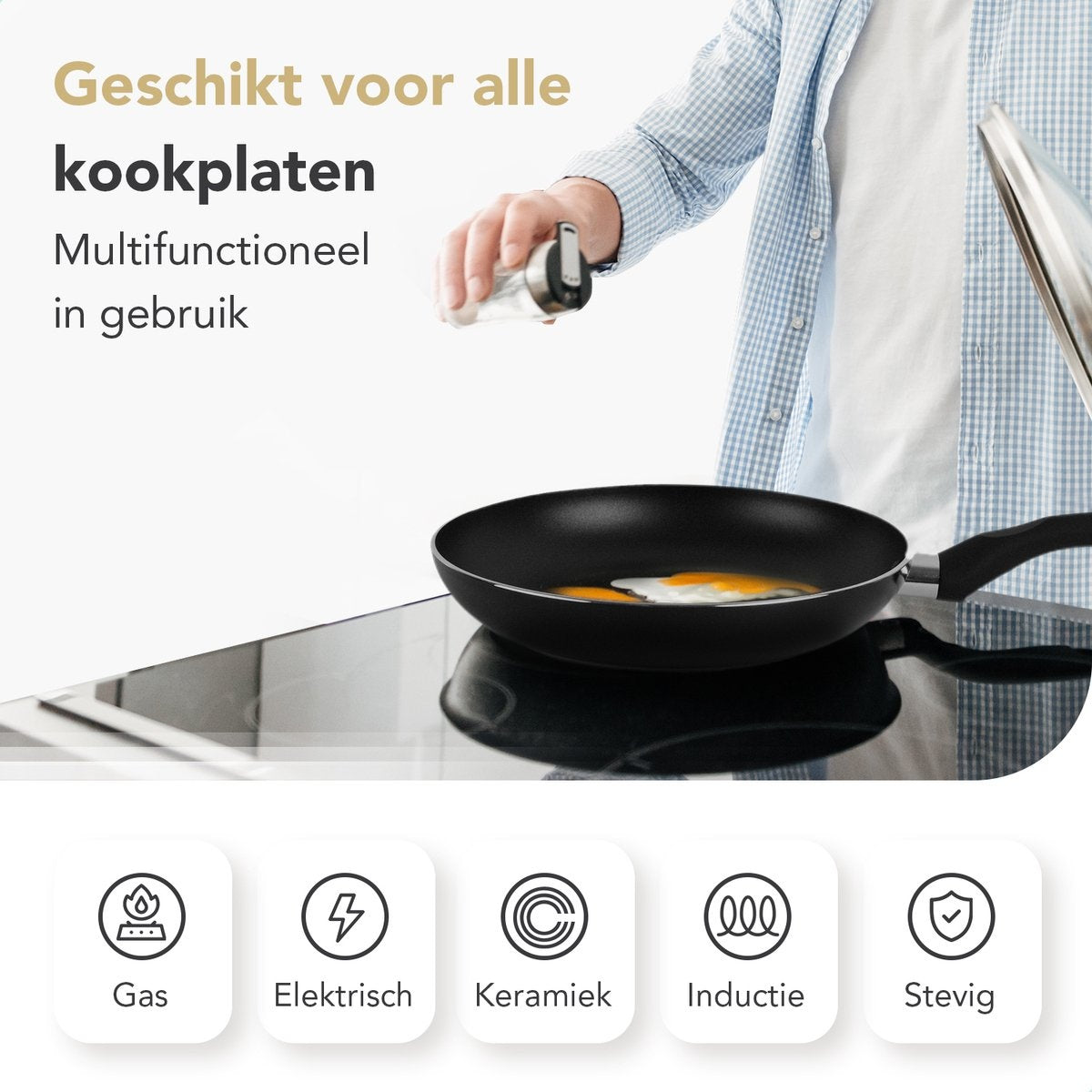 Rochester 18-teiliges Topfset mit Deckel - Kochtöpfe - Bratpfannen Steal Pfannen - Aluminium - Schwarz