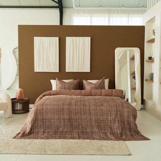 Kayori Sunai Bettbezug Baumwolle Satin - 240x200-220 + 2 Kissenbezüge - Lits-jumeaux - Weich, atmungsaktiv & feuchtigkeitsregulierend - Karamell